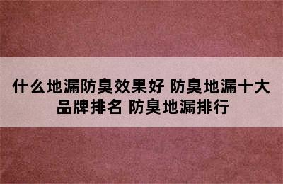 什么地漏防臭效果好 防臭地漏十大品牌排名 防臭地漏排行